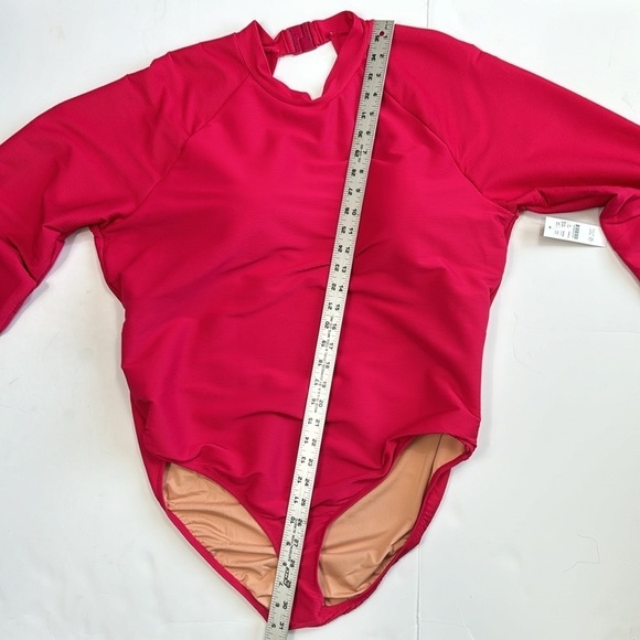 J. Crew Active Ribbed Long Sleeve One Piece Rash Guard Plus 22 Pink New BE806 - Picture 6 of 15